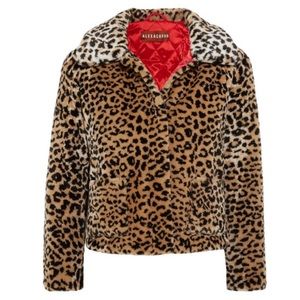ALEXACHUNG Leopard Print Faux Fur Jacket NWT